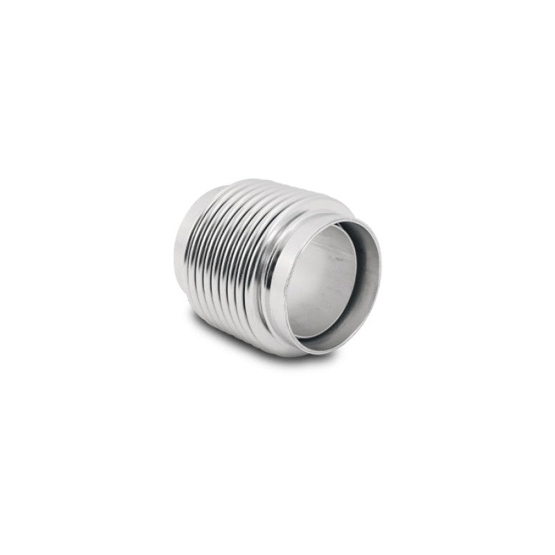 Electropolished stainless steel bellows assembly with a 1.875 inch inner diameter and solid internal liner.