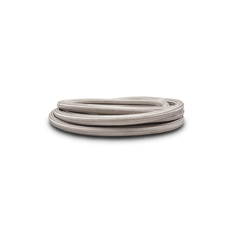 Vibrant Performance 10-foot roll of -12 AN stainless steel braided flex hose with a durable PTFE inner liner.