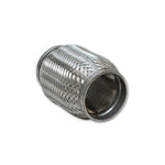Stainless steel exhaust flex coupling with inner braid liner, 2.25 inch inlet and outlet by 8 inch flex length