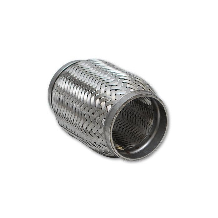 Vibrant Performance stainless steel exhaust flex coupling with braided inner liner, 2.5 inch diameter by 4 inch length.