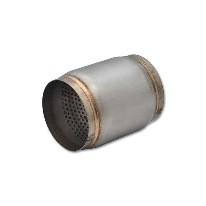 Vibrant Performance 17965 stainless steel race muffler with 3.5 inch inlet and 5 inch overall length.