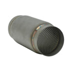 Compact 304 stainless steel cylindrical race muffler with 3-inch inlet and outlet and brushed finish.