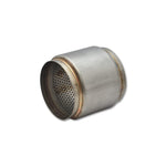 Compact Vibrant Performance 304 stainless steel race muffler with a 4.5 inch inlet and outlet and a 5 inch overall length.