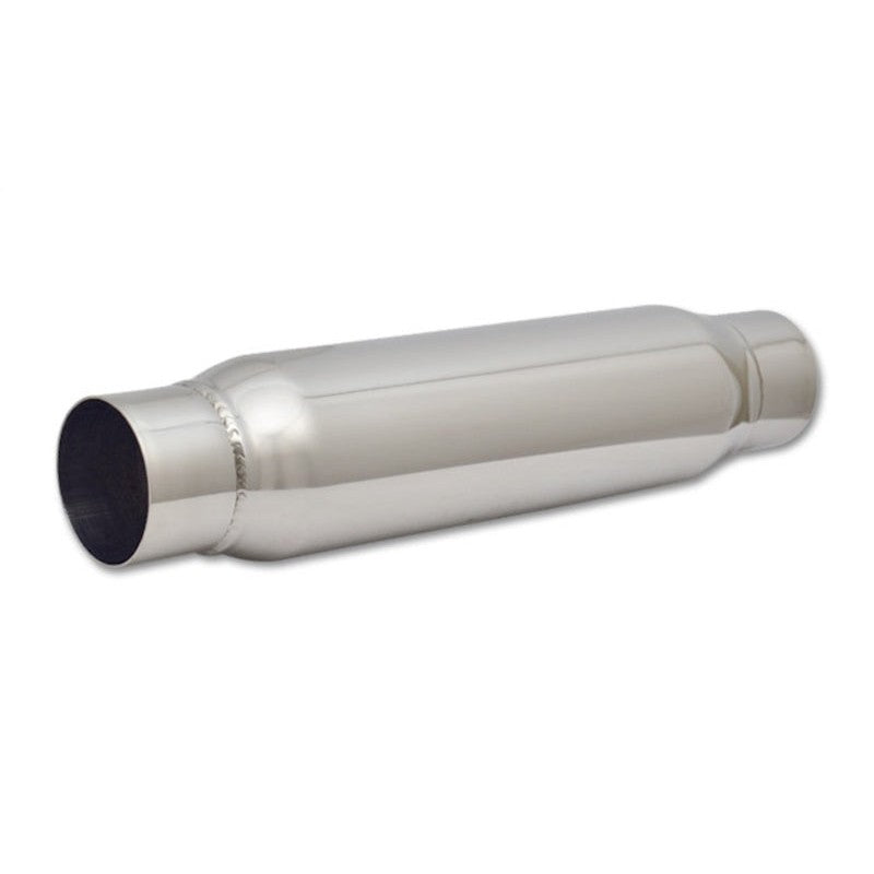 Vibrant Performance 1795 round bottle-style 304 stainless steel exhaust resonator with 3-inch inlet and outlet.