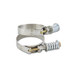 Vibrant Performance spring loaded stainless steel T-bolt clamps with zinc plated hardware and floating bridge