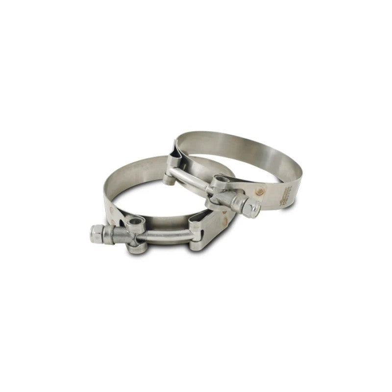 Vibrant Stainless Steel T-Bolt Clamps - Clamp Range 1.38in-1.57in (2 Pack)