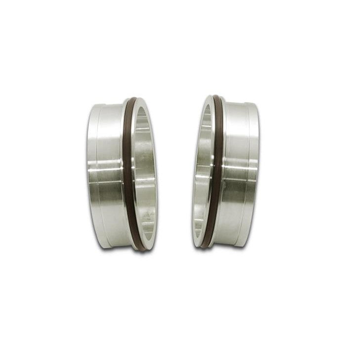 Vibrant Performance 304 stainless steel HD clamp weld ferrule for 3-inch OD tubing with black rubber O-ring seal.