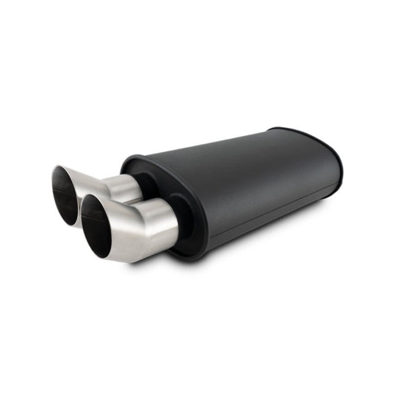 Vibrant Streetpower flat black universal muffler with dual DTM tips and 2.5 inch inlet