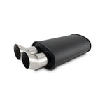 Vibrant Streetpower flat black universal muffler with dual DTM tips and 2.5 inch inlet