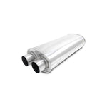 Polished 304 stainless steel dual 2.5 inch inlet and outlet oval muffler with 18 inch body length