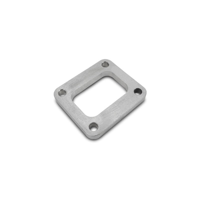 Vibrant Performance T04 rectangular undivided turbo inlet flange in 1/2 inch thick T304 stainless steel.