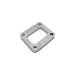 Vibrant Performance T04 rectangular undivided turbo inlet flange in 1/2 inch thick T304 stainless steel.