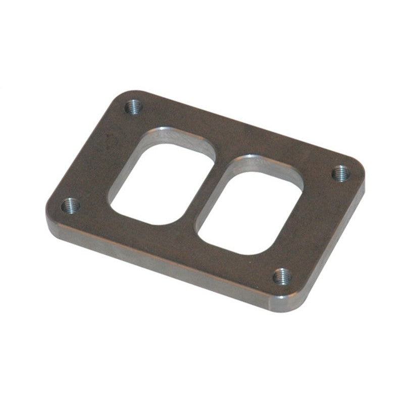 Vibrant Performance T06 divided turbo inlet flange manufactured from 1/2 inch thick mild steel for Garrett GT42 turbos.