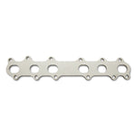 T304 stainless steel exhaust manifold flange with six precision-cut ports for Toyota 2JZ-GTE engines.
