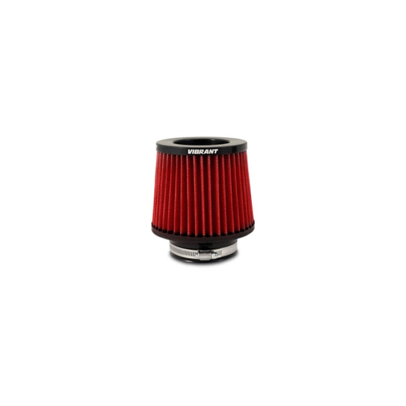 Vibrant Performance cone-style cotton gauze air filter with 3 inch inlet and black mounting flange.