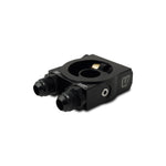 Vibrant 17065 thermostatic oil cooler sandwich adapter plate with five adapter bolts and two AN fittings.