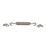 Two raw finish titanium weld tabs and one 3.5-inch coiled stainless steel spring.