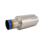 Vibrant Performance CP1 Grade Titanium muffler featuring a 4-inch inlet and outlet with a burnt straight cut tip.