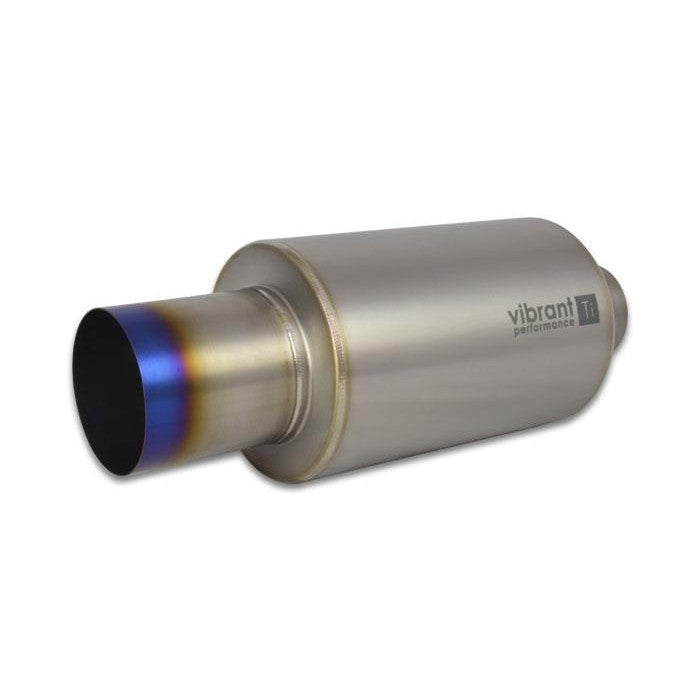 Vibrant Performance CP1 Grade Titanium universal muffler with a 3 inch inlet and straight cut natural finish tip.