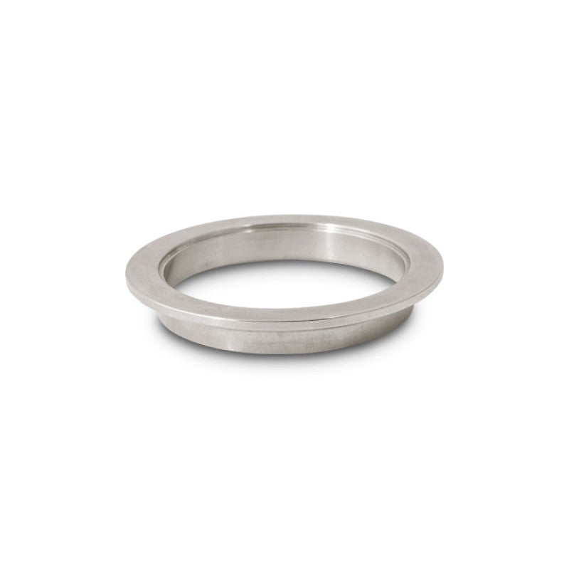Female titanium V-band flange for 2.5 inch OD tubing with a precision-machined mating surface