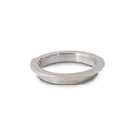 Female titanium V-band flange for 2.5 inch OD tubing with a precision-machined mating surface