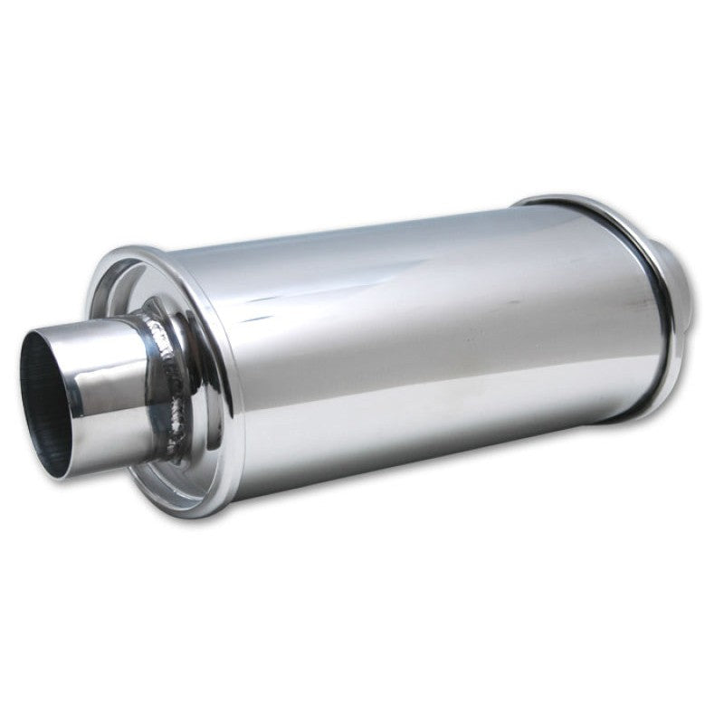 Polished 304 stainless steel Vibrant Performance 1144 Ultra Quiet Resonator with 3.5 inch inlet and outlet.