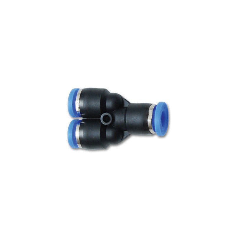 Vibrant Performance 2682 Y-style pneumatic push-lock union fitting for 1/4in (6mm) OD tubing.