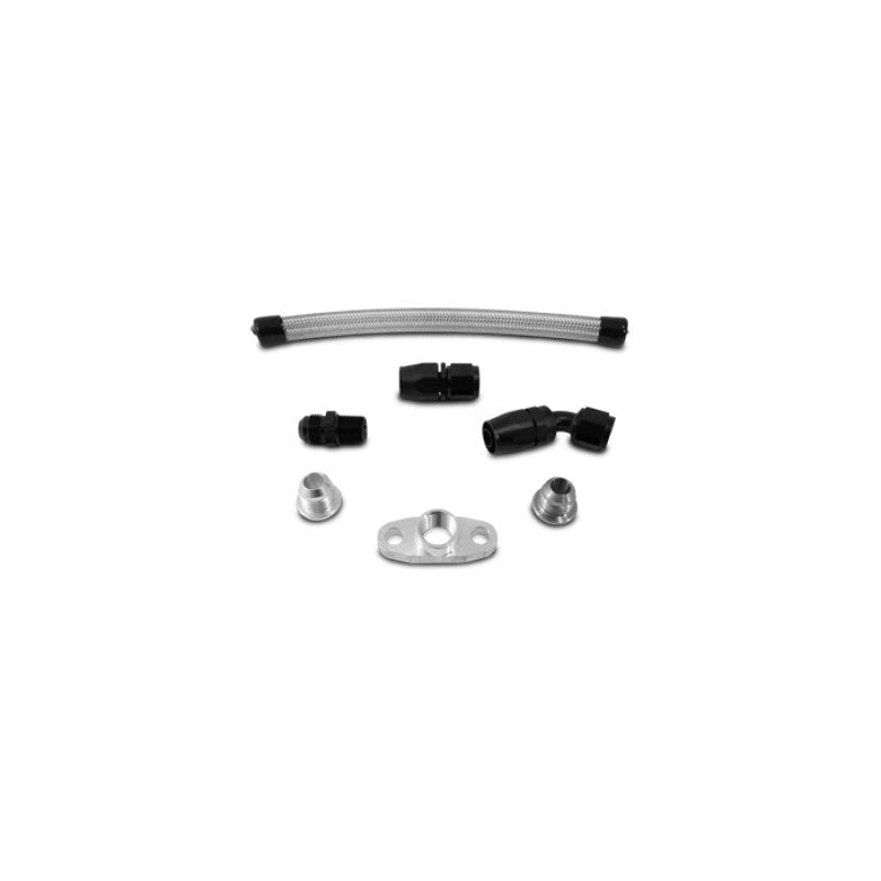 Vibrant Performance 10283 top mount oil drain kit with stainless steel braided hose, aluminum fittings, and weld bungs.