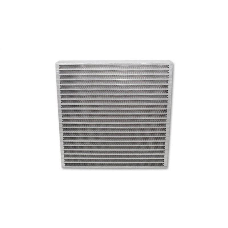 Vibrant Performance 12in x 12in x 2in aluminum bar and plate oil cooler core with offset cooling fins.