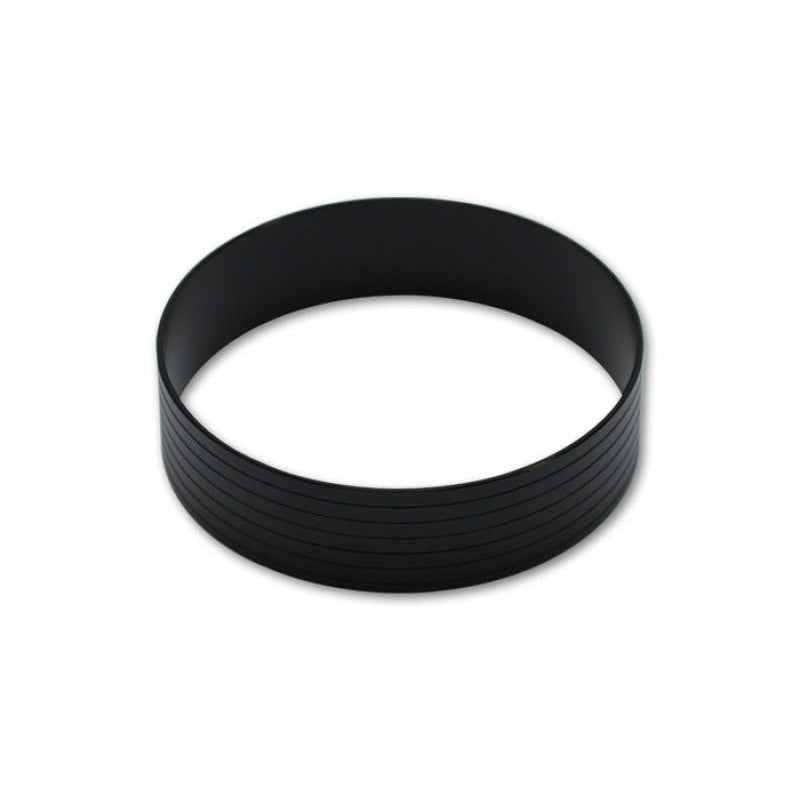 Black hard-anodized 6061 aluminum union sleeve for 4-inch OD tubing in a Vanjen HD clamp system.