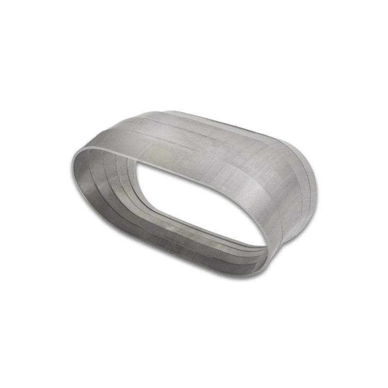Set of five 304 stainless steel 9-degree vertical oval pie cuts for 3-inch nominal exhaust tubing.