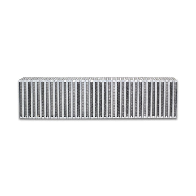 Vibrant Performance vertical flow bar and plate intercooler core with louvered cooling fins and 4.5 inch thickness.