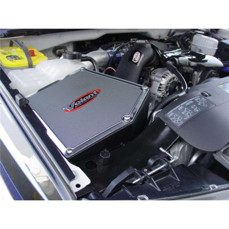 Volant 15866 closed box air intake with smoked acrylic lid and 8-layer Primo filter for 6.6L Duramax trucks.