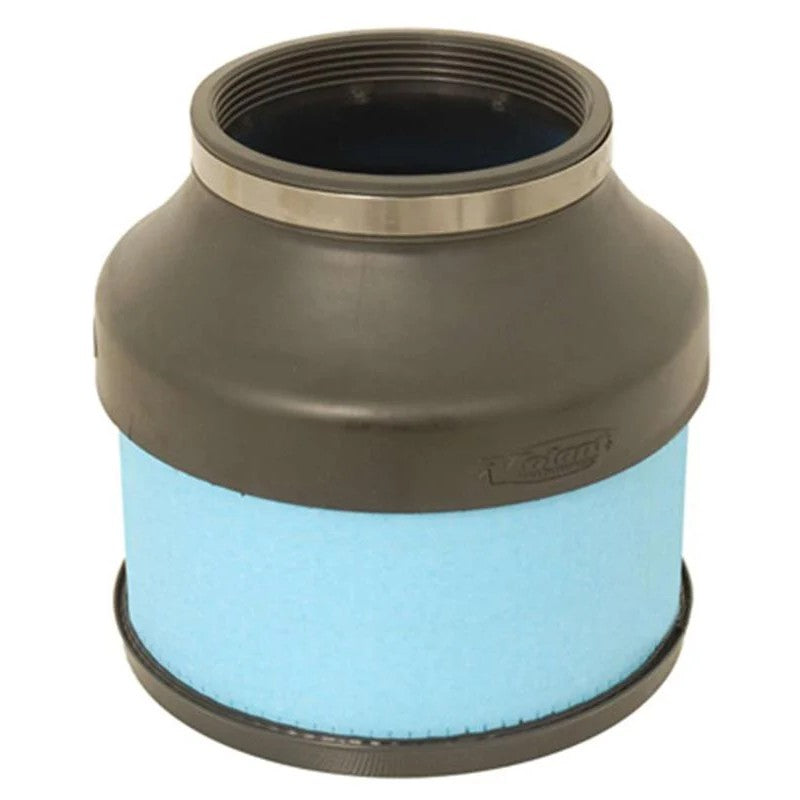 Volant PowerCore 8x8 inch universal dry air filter featuring blue Ultra-Web media and a 4-inch flange ID.