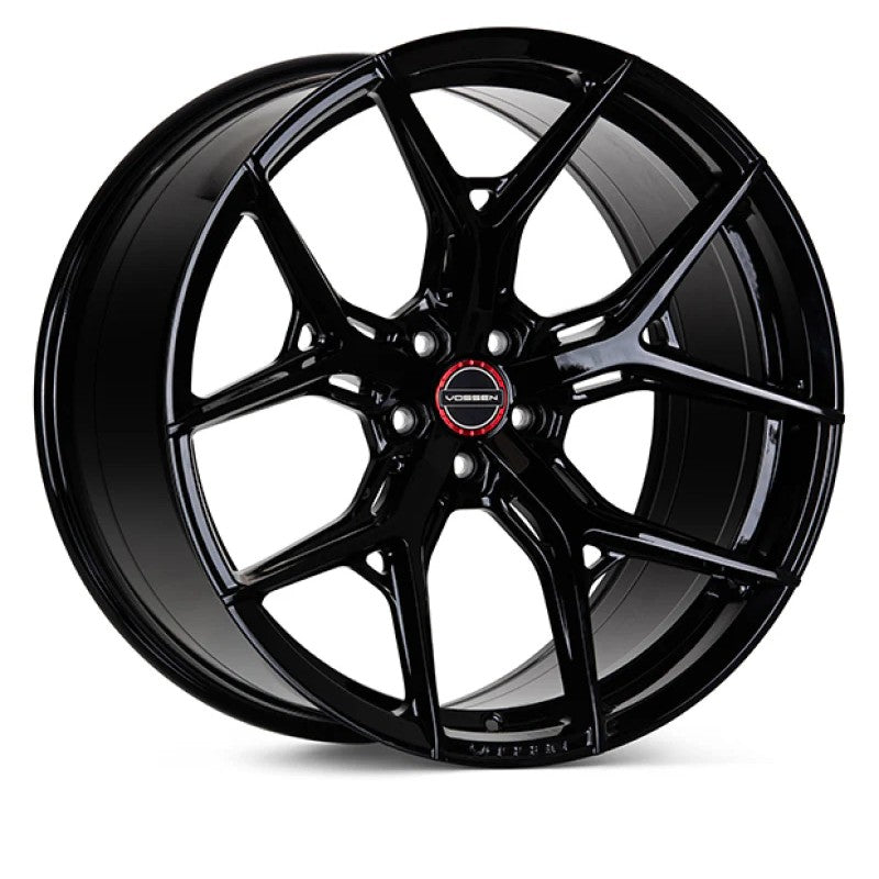 Vossen HF-5 Hybrid Forged wheel in Gloss Black featuring a 5-spoke Y-design and flat face profile