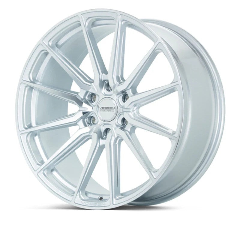 Vossen HF6-1 Hybrid Forged 22x9.5 wheel in Silver Polished with 6x135 bolt pattern and Deep Face concave design.