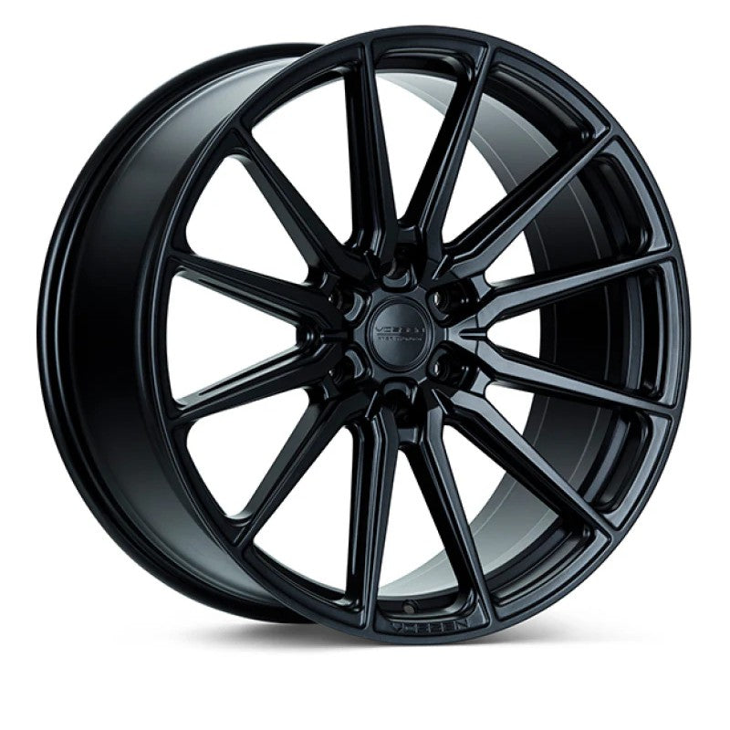 Satin Black Vossen HF6-1 Hybrid Forged 22x9.5 wheel with a 6-lug bolt pattern and deep concave face.