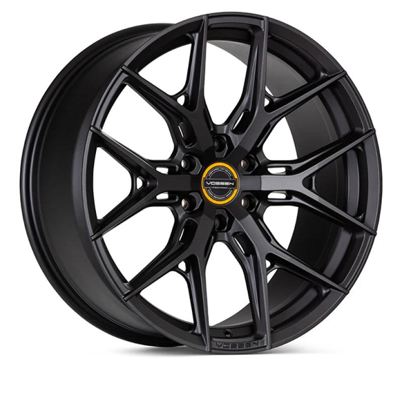 Vossen HF6-4 multi-spoke hybrid forged wheel in matte gunmetal finish with a deep concave face.