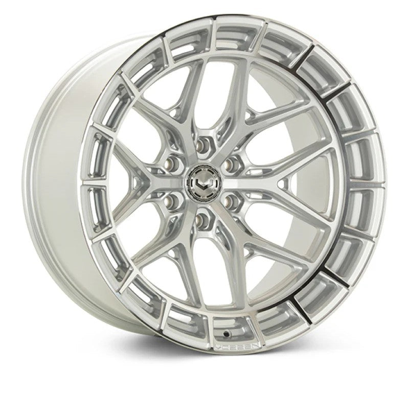 Silver Polished Vossen HFX-1 multi-spoke wheel in a 17x9 size with a deep concave profile and 6-lug bolt pattern.