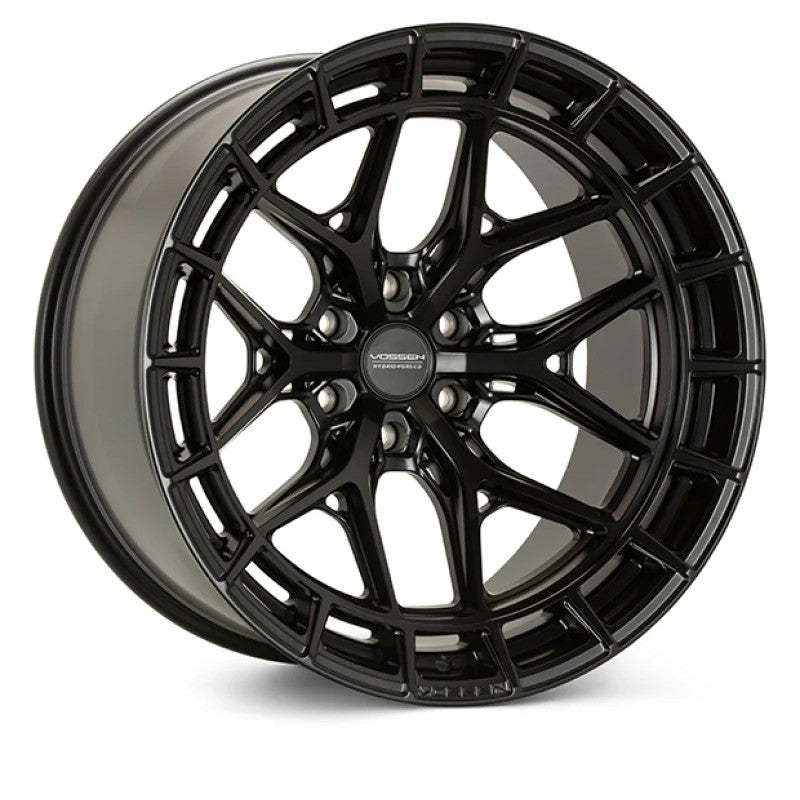 Vossen HFX-1 multi-spoke wheel in Satin Black with a Super Deep concave profile and 6-lug bolt pattern.