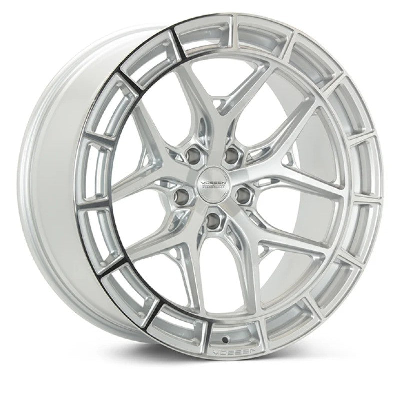 Vossen HFX-1 20x9.5 wheel in Silver Polished finish with deep concave profile and 5x114.3 bolt pattern
