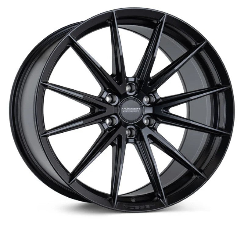 Vossen HFX-2 multi-spoke wheel in Satin Black with a Super Deep concave profile and 6-lug bolt pattern.
