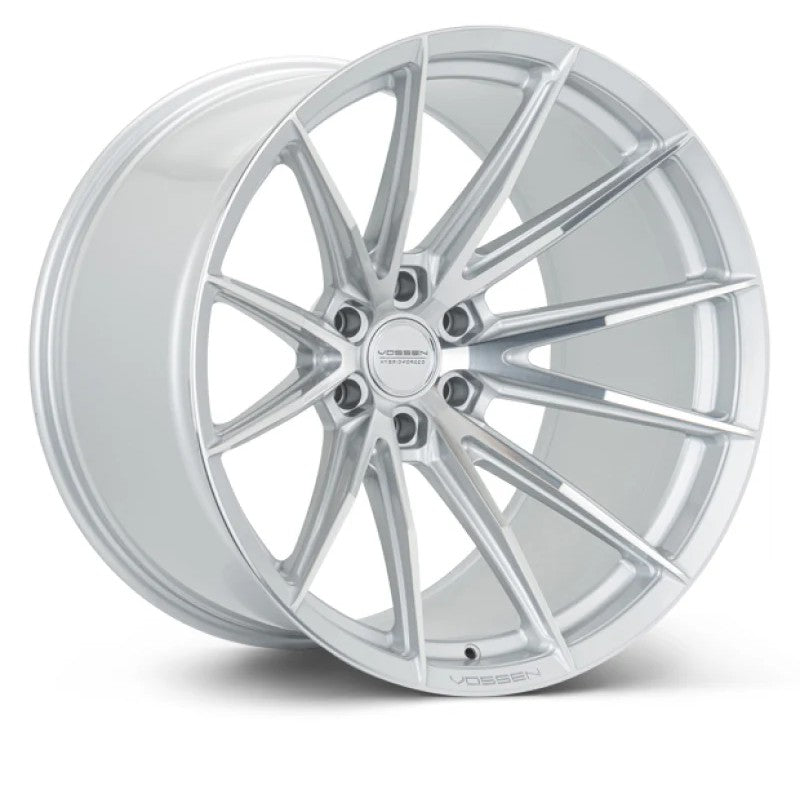 Vossen HFX-2 18x9 wheel in Silver Polished finish with multi-spoke design and super deep concavity profile.