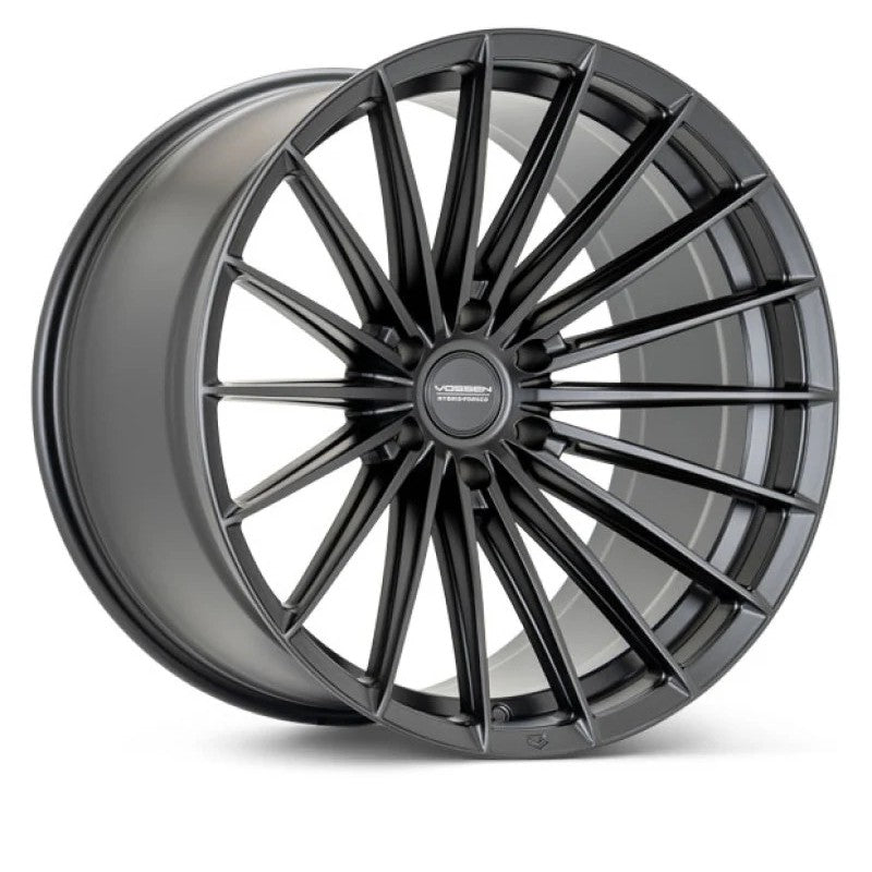 Vossen HFX-4 multi-spoke wheel in Satin Black featuring a deep concave face and 6x139.7 bolt pattern.