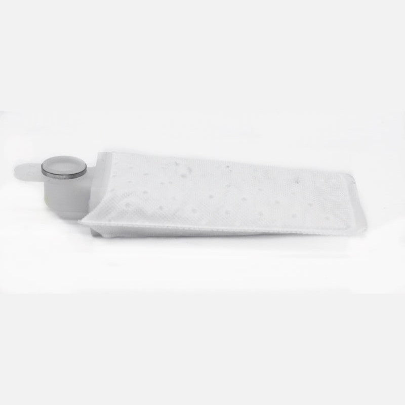 White mesh TI Automotive Walbro fuel filter sock inlet strainer, manufacturer part number 125-142.