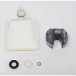 Walbro 400-847 fuel pump installation kit featuring fuel strainer, connector harness, and mounting hardware.