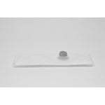 White mesh universal fuel pump inlet strainer sock with black plastic mounting collar