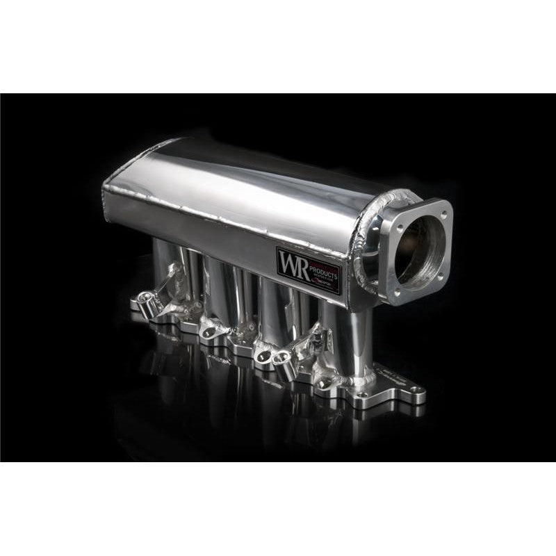 Weapon R K20 race sheetmetal intake manifold featuring precision-welded runners and high-volume plenum design.