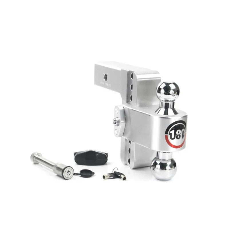 Weigh Safe 180 Hitch aluminum adjustable ball mount with 6-inch drop and 2.5-inch shank featuring dual-ball design.