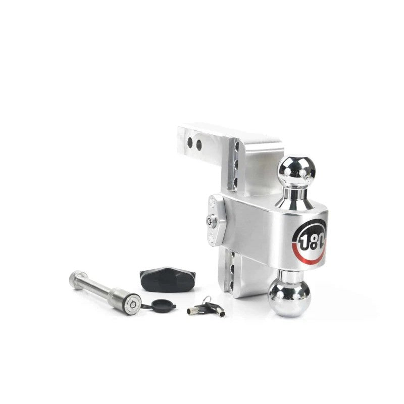 Weigh Safe 180 Hitch adjustable aluminum ball mount with 6-inch drop, dual balls, and locking hitch pin